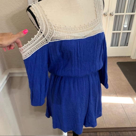 Entro Royal Blue cold shoulder blouson dress Size S - Picture 1 of 17